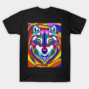 Psychedelic Pop Art Wolf Face T-Shirt